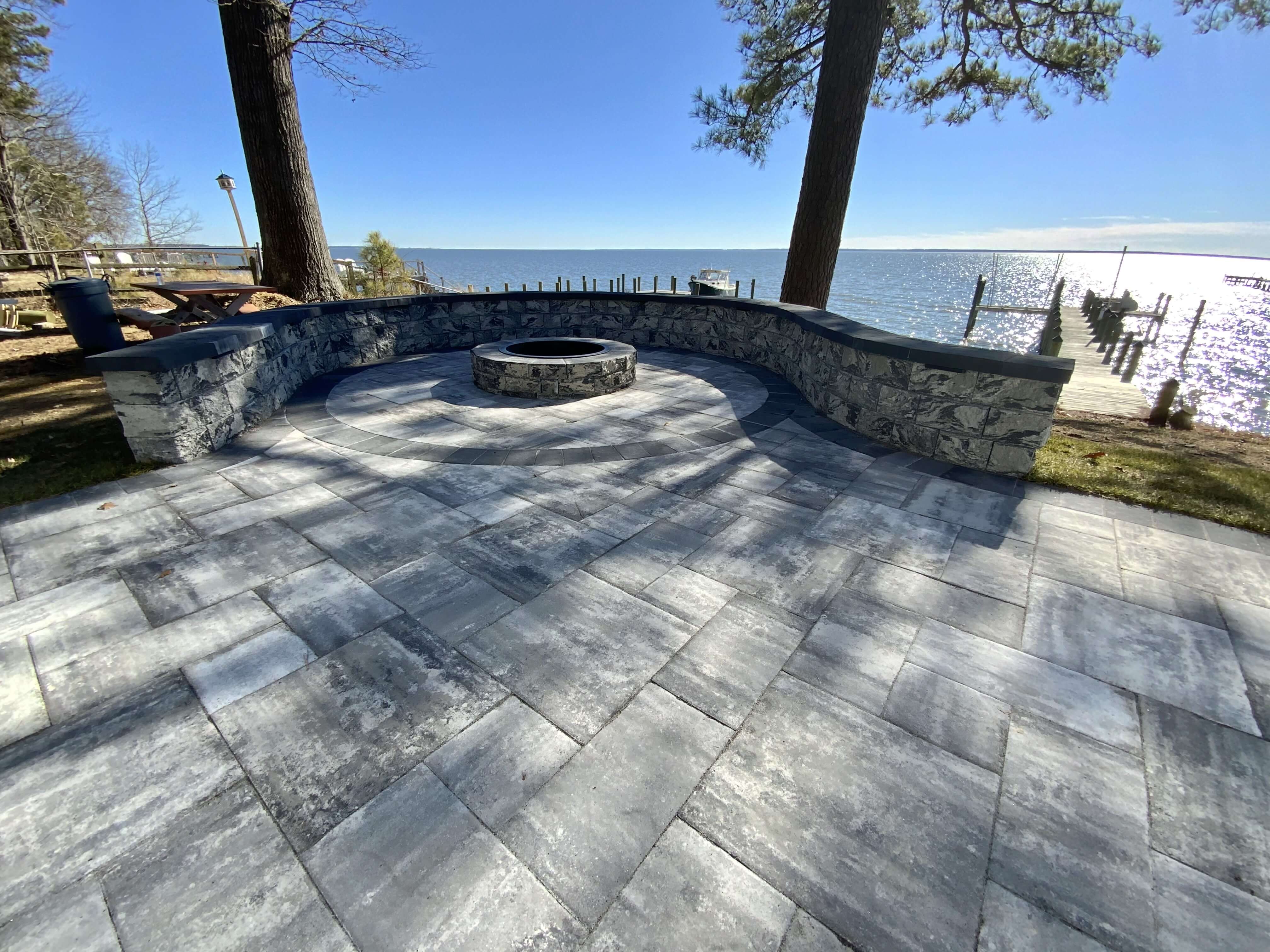 Southern Maryland Waterfront hardscape patio by 7th State Builders